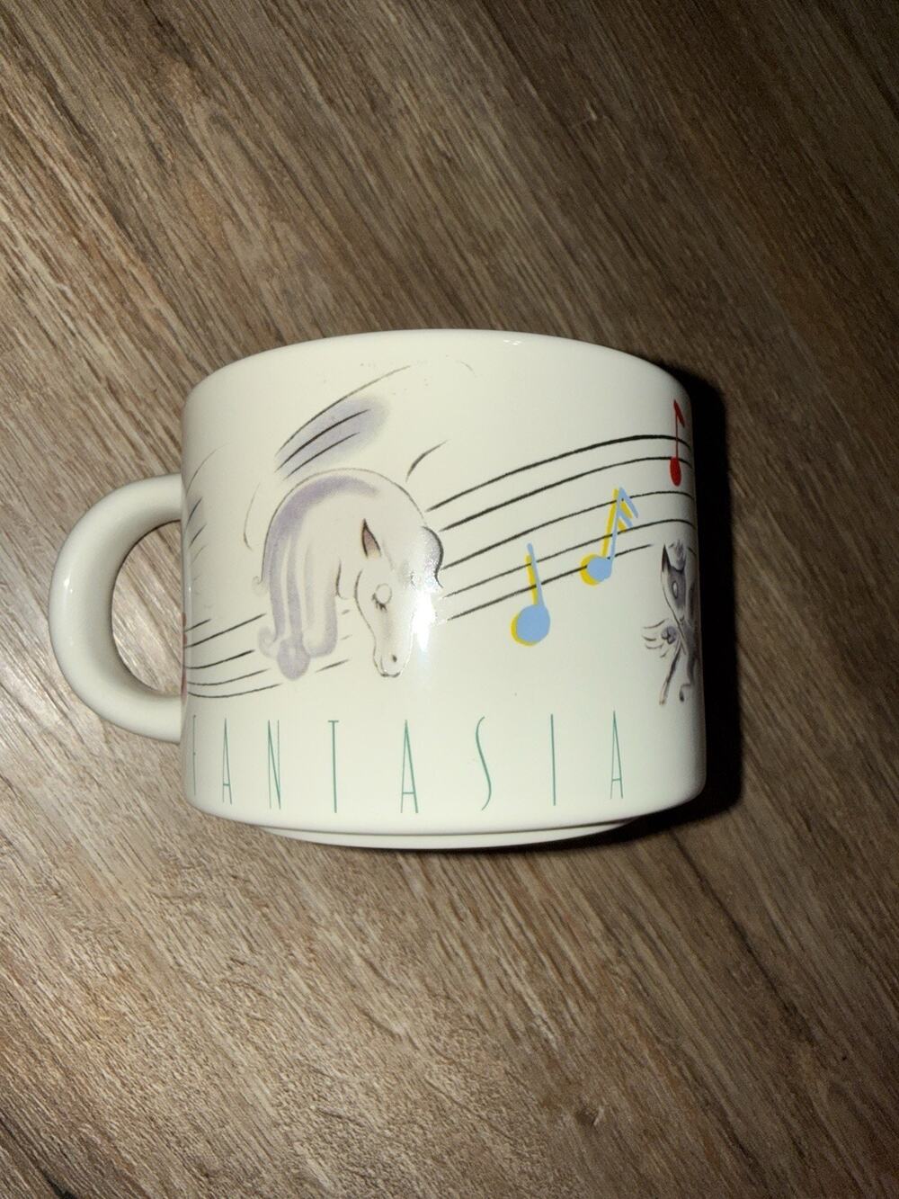 Disney Store Fantasia Coffee Mug Cup Pegasus Cherub Pastel Musical Notes